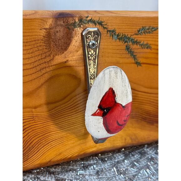 Wooden Wall Hanging With Vintage Spoons Hand-painted Bird Design Country Decor - Picture 7 of 12